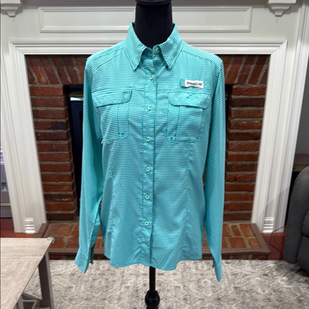 Magellan Outdoors Long Sleeve Roll Tab Ladies Fishing Shirt sz Small Turquoise
